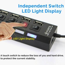 2pcs 7-Port USB 2.0 Multi-Charger Hub + High Speed Adapter On/Off Switch Laptop picture