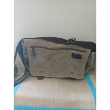 Tan/Olive Tumi T-Tech Essential Gear Waxed Canvas Messenger Laptop Bag #57571KHC picture