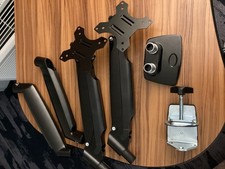 Dual Clamp-On Adjustable, Articulating Monitor Arm, Black in Excellent Condition picture