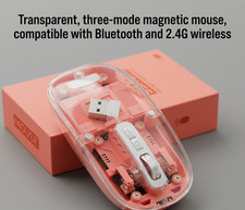 Wireless Bluetooth5.1&2.4G Mini Lightweight Mouse,Transparent Clear Cool,Rech... picture