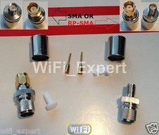2 SMA RP-SMA MALE FEMALE Plug Crimp RG8 LMR400 RG213 RG165 Cable Connector picture