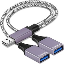 2025 Upgraded,USB Splitter 1 in 2 Out Cable,Double USB Port Extender Black  picture