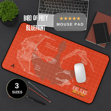 Klingon Blueprint Mousepad, Bird of Prey Desk Mat I Star Trek Mouse Pad, Trekkie picture