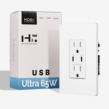 MOES Wall Outlet 2 USB C PD3.0 Fast Charging Electrical Receptacle 65W 15/20 Amp picture