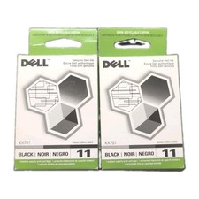 Lot Of 2 Genuine Dell KX701 / 11 Black Inkjet Printer Ink Cartridge, NEW Sealed picture