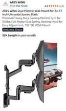 ARES WING Dual Monitor Wall Mount for 24-57 Inch Ultrawide Screens, Heavy Dut... picture