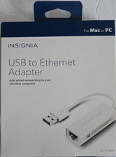 Insignia USB 2.0 to Ethernet Adapter 1Gbps Fast Connector for Windows, MacOS NEW picture