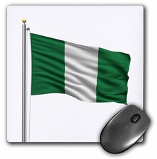 3dRose Flag of Nigeria on a flag pole over white Nigerian MousePad picture
