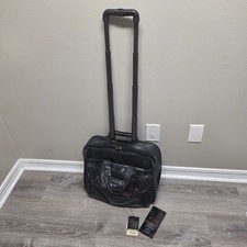 TUMI 96002D4 Wheel-A-Way Briefcase Black Napa Leather Rolling Laptop Bag picture