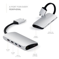 SATECHI USB TYPE-C DUAL MULTIMEDIA ADAPTER - SILVER picture