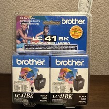 Brand New 2 BROTHER BLACK LC41BK INK CARTRIDGES Factory Sealed picture
