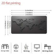 1pc, 2D Flat Print Oversized Non-slip World Map Design, Non-real Embroidery, S picture