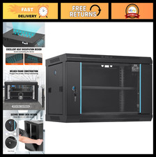 6U Wall Mount Server Rack Cabinet, 15.5'' Deep, Locking Glass Door, 200 lbs Capa picture