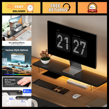 31.5-Inch LED Light Wood Monitor Stand Riser with Adjustable Legs - Desktop Orga picture