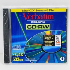 Verbatim CD-RW Rewritable CD DirectCD Formatted Disc DataLife Plus NEW picture