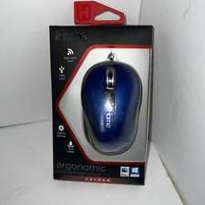 IHome Ergonomic Wireless Desktop Mouse AutoSync USB Click Wheel Battery Blue picture