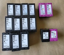 HP 62/67 LOT OF 12 BLACK & 3 TRI-COLOR GENUINE EMPTY INK CARTRIDGES-USED picture