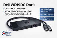Dell WD19DC Dual USB-C Workstation Dock w/ 180W Adapter for Precision XPS picture