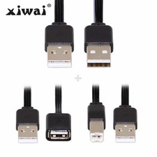 xiwai 3pcs 13cm USB 2.0 Type-A to Type-B Type-A Female Male Data Flat Slim Cable picture