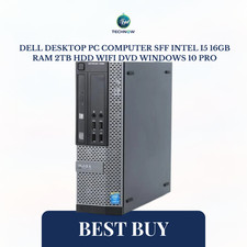 Dell Desktop PC Computer SFF Intel I5 16GB RAM 2TB HDD WIFI DVD Windows 10 Pro picture