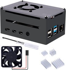 GeeekPi Case for Raspberry Pi 4, Pi 4 Aluminum Case with Fan, Pi 4 Heatsink for  picture