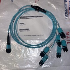 2M 7ft MTP/MPO Patch Cable OM4 Female to 12 Cores LC UPC MM Type A Breakout Aqua picture