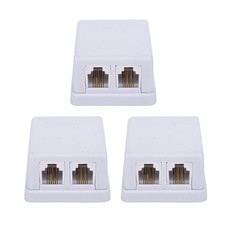 3 PCS Phone Jack Surface Mount Splitter Box Dual Port RJ11 6P4C White picture