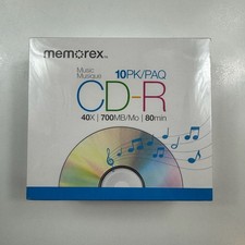 Memorex Music CD-R 10-Pack 40x 700MB 80min Sealed in Slim Jewel Cases picture