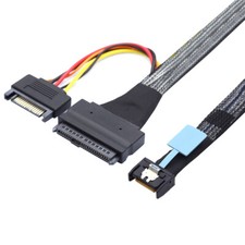 PCI-E 5.0 MCIO 4X 38Pin SFF-TA-1016 to U.2 SFF-8639 Cable with SATA Power 0.5M picture