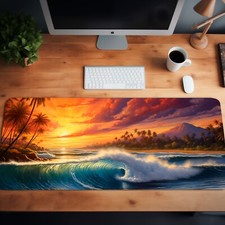 Tropical Mouse Pad, Sunset on a Beach Desk Mat, Large Deskmat, Gaming Mouse Pad  picture