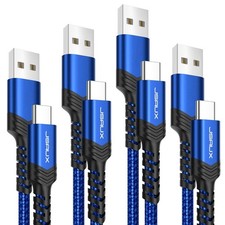 USB to USB C Cable 4-Pack 10ft 6.6ft 3.3ft Fast Charging Nylon Braided Blue picture