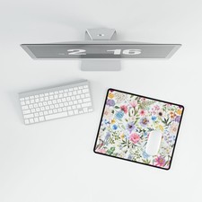 Watercolor Wildflower Pattern Desk Mat | Floral Mouse Pad picture