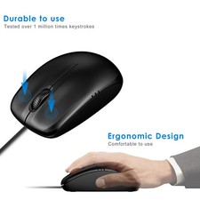 JETech 3 Button Wired USB Optical Mouse Universal Blk  Kenwood TS-890, TS990 picture