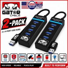 2-Pack USB 3.0 HUB 4 USB Multi Port Adapter Data For PC Mac Laptop Desktop LED picture