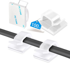 100 Clips Adhesivos Para Cables Organizador Soporte Pared Escritorio Claro Pack picture