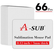 Bulk A-SUB Sublimation Blank Mouse Pad White 66 Ct 3mm Gaming Mousepad 9.4