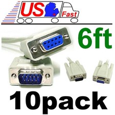 Lot10 6ft DB9pin Male-Female Extension Serial RS232 Straight Through Cable/Wire picture