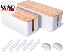 2 Pack Large Cable Management Box – Wooden Style Cord Organizer and Cover for TV picture