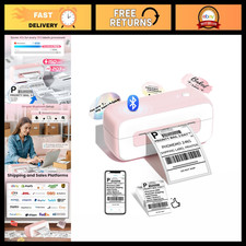 Compact Bluetooth Thermal Shipping Label Printer - 4x6, Pink, Easy Setup, Fast P picture