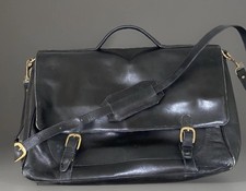 Vntg Levenger Fine Leather Black Messenger Laptop Bag 15” X 13” X 5” Bolivia picture