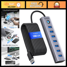 7-Port USB 3.0 Hub with 6FT Cable for Desktop, Laptop & PC - High-Speed Data Tra picture