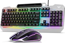 AULA Keyboard, T102 104 Keys Gaming Keyboard and Mouse Combo with RGB Backlit... picture
