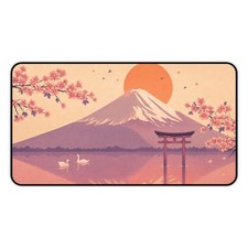 Cherry Blossom Mount Fuji Desk Mat | Japanese Torii Sunrise Mousepad picture