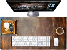 Leather Desk Mat Desk Pad - Full Grain (32x16) Leather Desk Cover Blotter & Prot picture