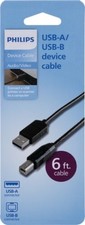 Philips USB Printer Cable 6ft USB-A to USB-B Black High Speed for Printers, A/V picture