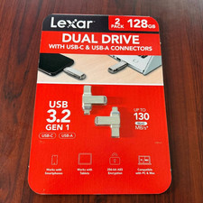 Lexar 2-Pack 128GB Dual Flash Drive USB 3.2 Gen1 : USB-C & USB-A - New Sealed picture
