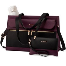 Laptop Bag for Women 15.6 Inch Tote Work Professional Leather Computer Briefcase picture
