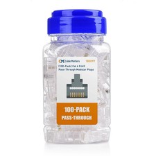 Cable Matters 100-Pack Cat 6 Pass through RJ45 Connectors, 50Μ Gold Plated (Cat picture