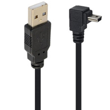 90 Degree Mini USB Extension Cable Black down Angle 4.9FT | Mini 5Pin USB B picture