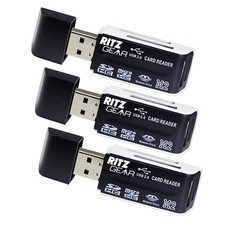 Ritz Gear Dual USB SD Card Reader 4-in-1 Memory 3 Pack, black picture